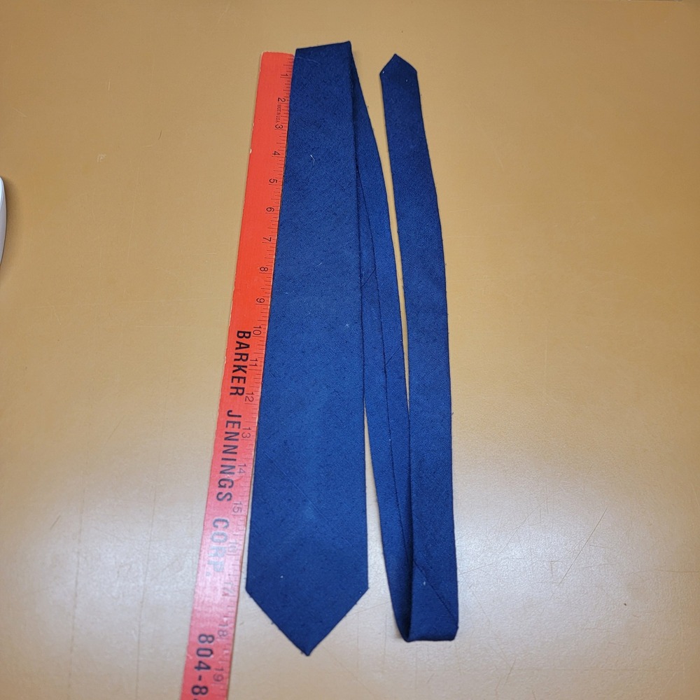 Vintage Bullocks Mens Necktie Solid Navy Blue Textured Silk Blend Tie